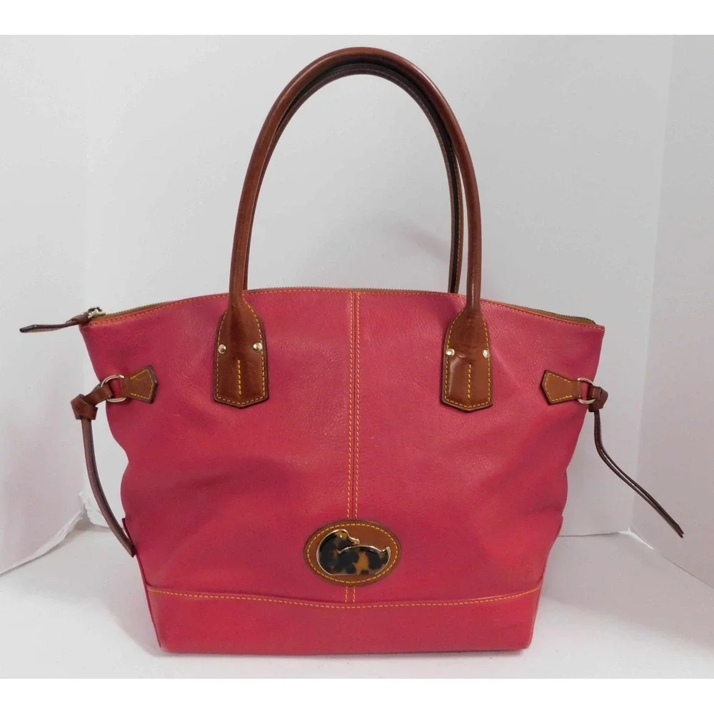 Dooney & Bourke Pink Brown‎ Leather Purse Shoulder Satchel
